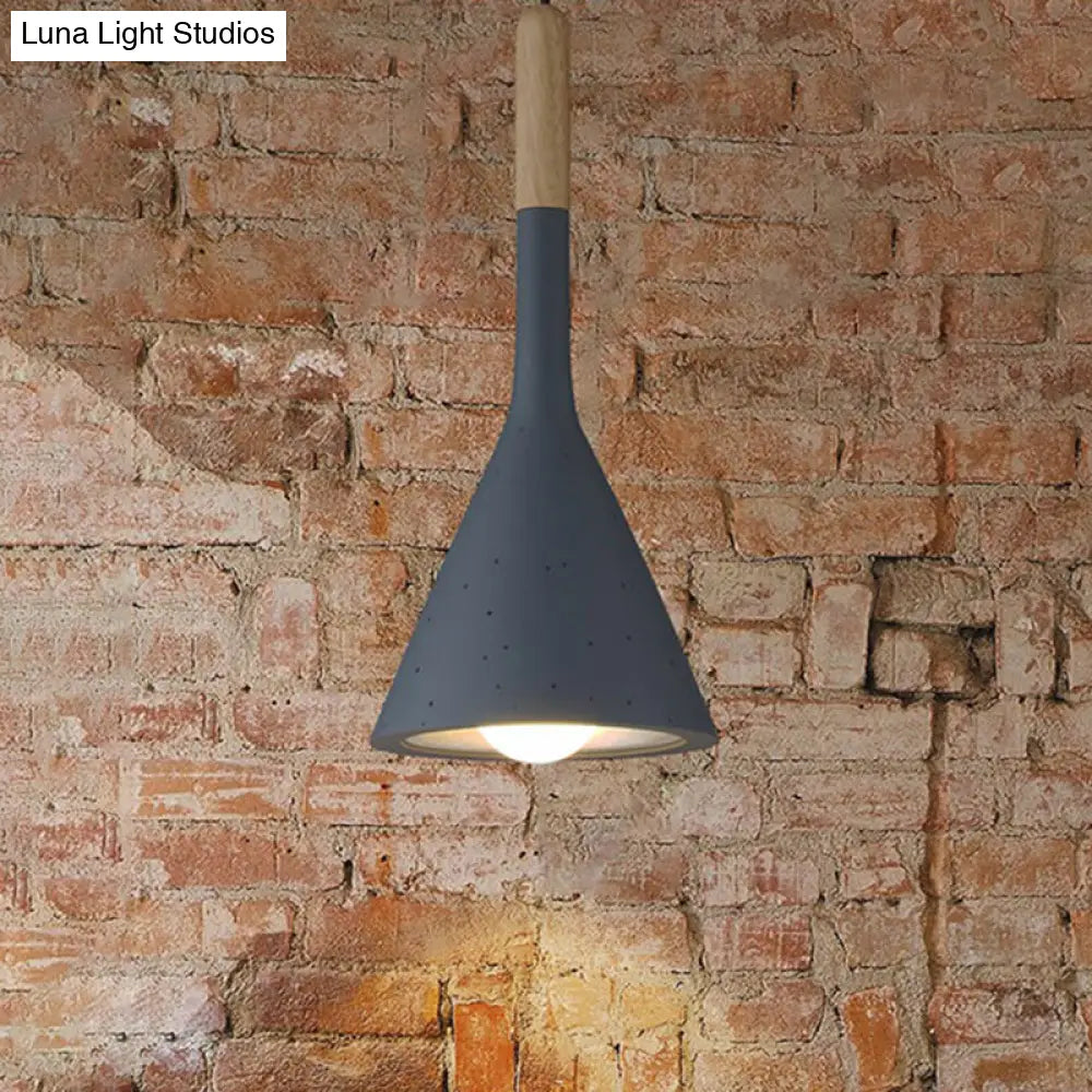 Modern Nordic Pendant Lamp With Funnel Shape - Resin 1 Head Cement Look