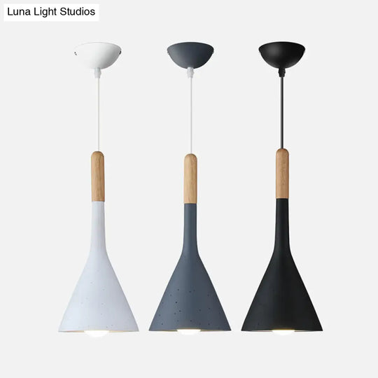 Resin Nordic Pendant Lamp With Funnel Design And Cement Finish