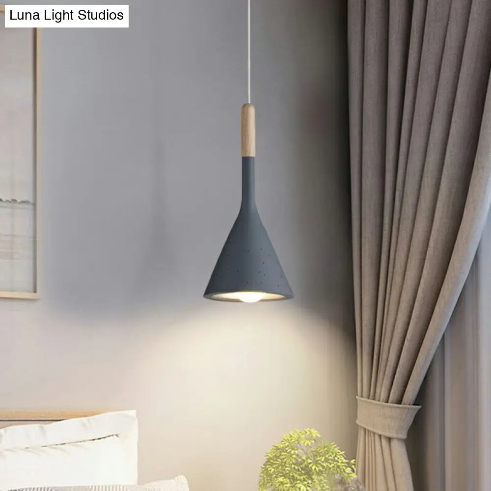 Resin Nordic Pendant Lamp With Funnel Design And Cement Finish Navy