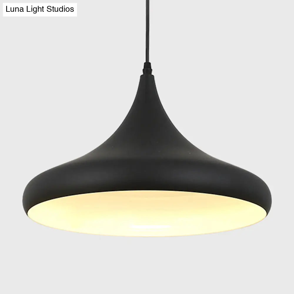 Modern Nordic Pendant Light – 1-Light Metallic Suspension Fixture In Black