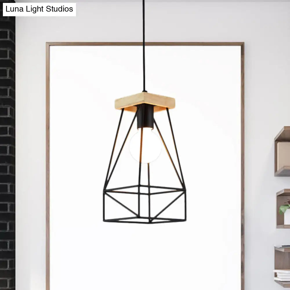 Modern Nordic Metal Cage Shade Pendant Light - Black/Blue Black