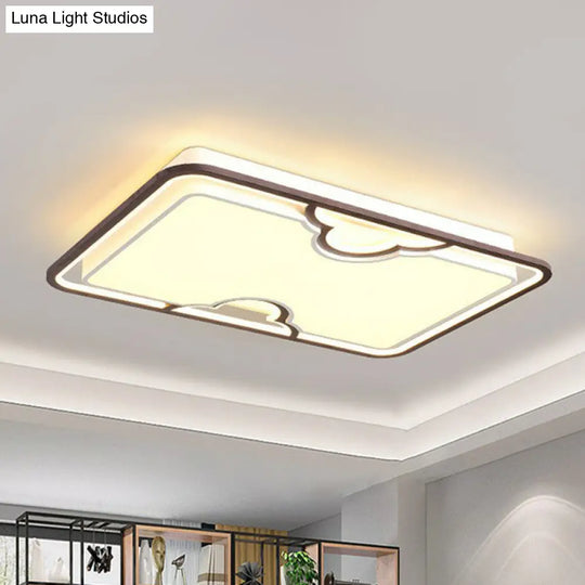 Modern Nordic Rectangular Led Flush Mount Ceiling Light For Living Room