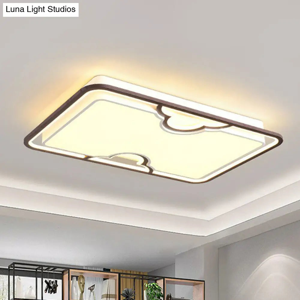 Modern Nordic Rectangular Led Flush Mount Ceiling Light For Living Room