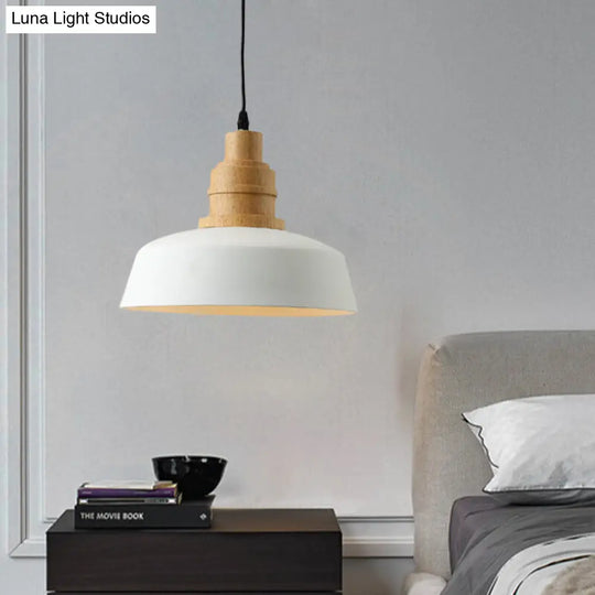 Modern Nordic White Pendant Light With Bowl Iron Shade - Ideal For Restaurants 1-Bulb Hanging