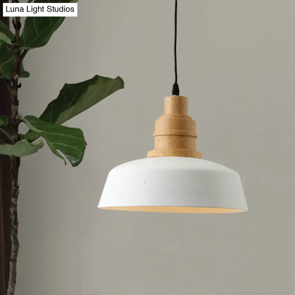 Modern Nordic White Pendant Light With Bowl Iron Shade - Ideal For Restaurants 1-Bulb Hanging