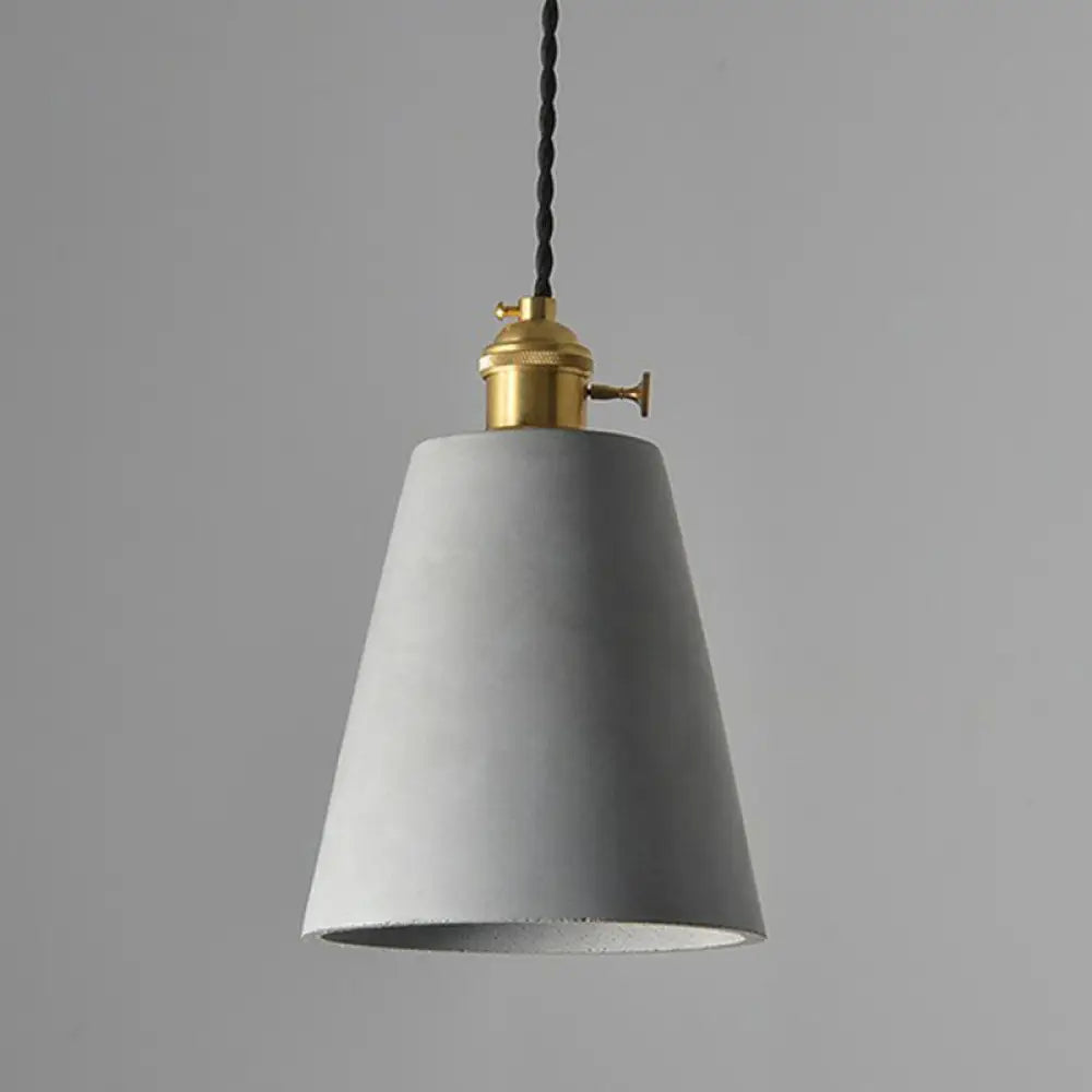 Modern Nordic Single-Bulb Grey Horn Shaped Ceiling Pendant With Cement Shade