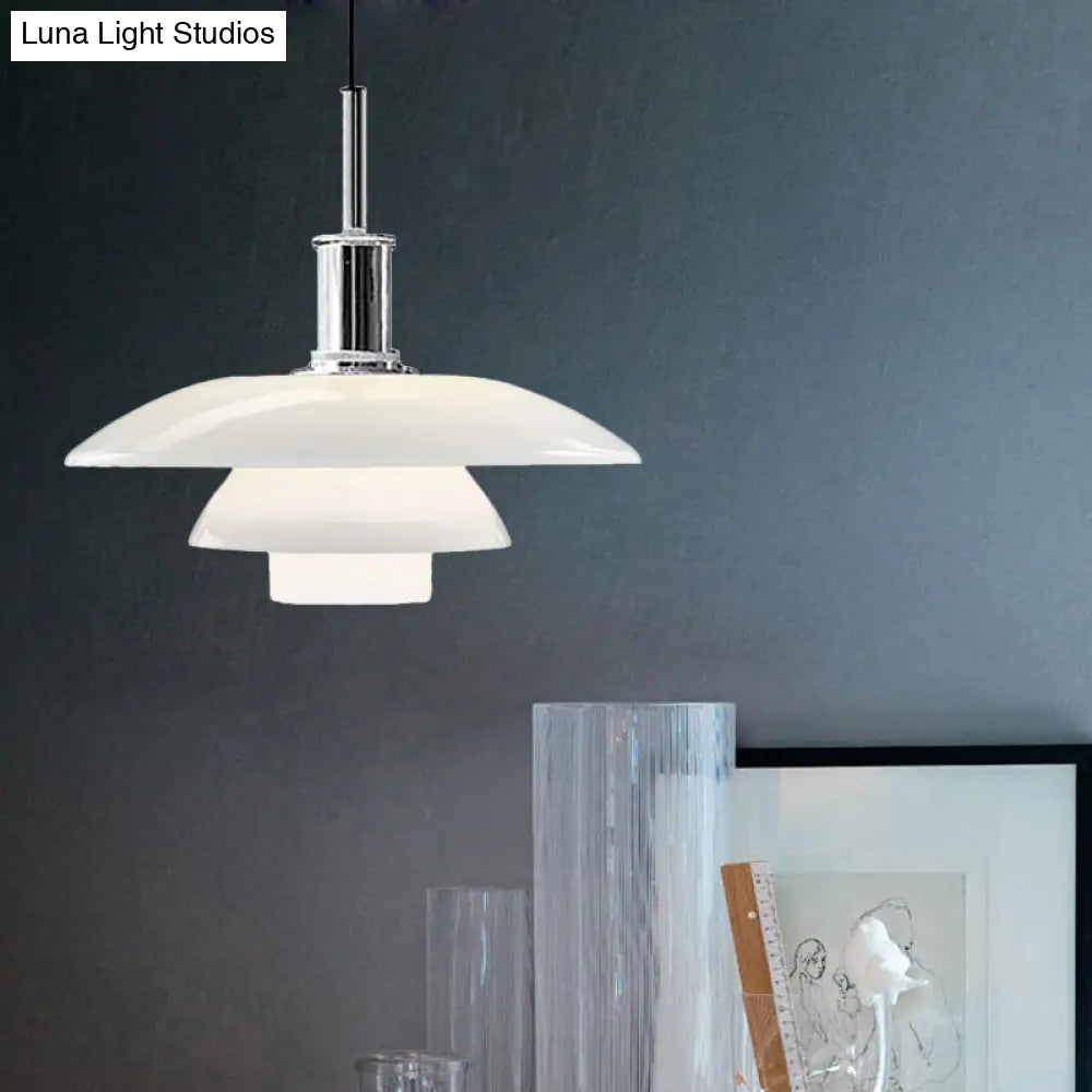 Nordic Style Metallic Pendant Lamp - Layered Hanging Light Fixture For Living Room Black/Silver