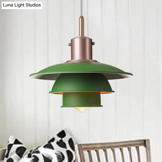 Nordic Style Metallic Pendant Lamp - Layered Hanging Light Fixture For Living Room Black/Silver