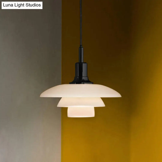 Nordic Style Metallic Pendant Lamp - Layered Hanging Light Fixture For Living Room Black/Silver