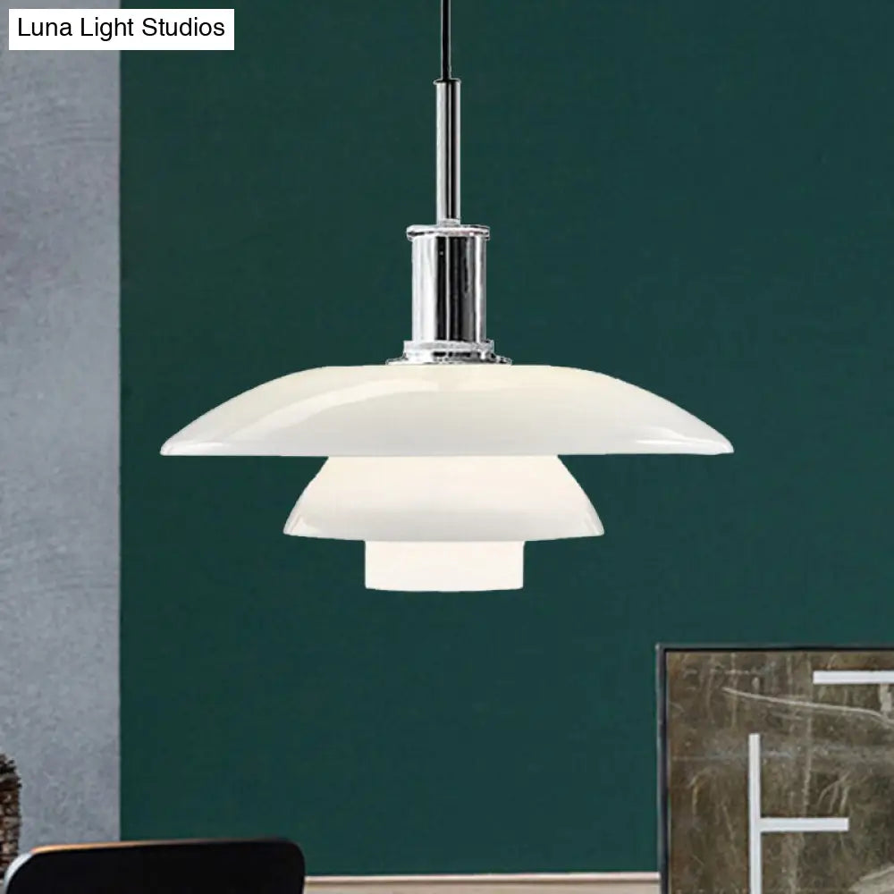 Nordic Style Metallic Pendant Lamp - Layered Hanging Light Fixture For Living Room Black/Silver