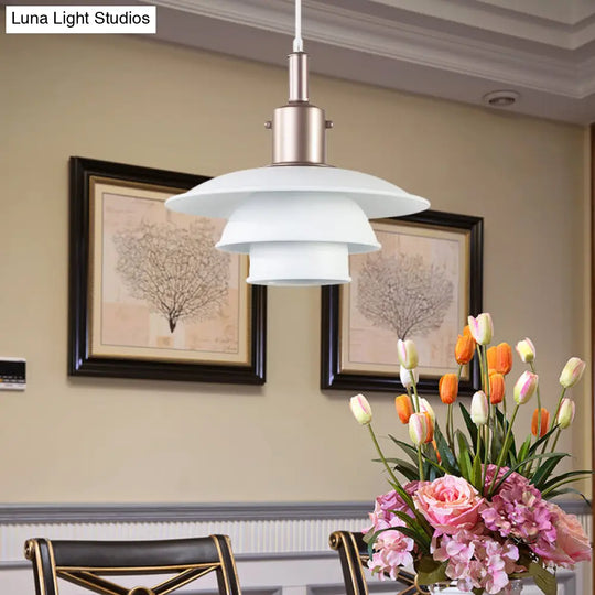 Nordic Style Metallic Pendant Lamp - Layered Hanging Light Fixture For Living Room Black/Silver