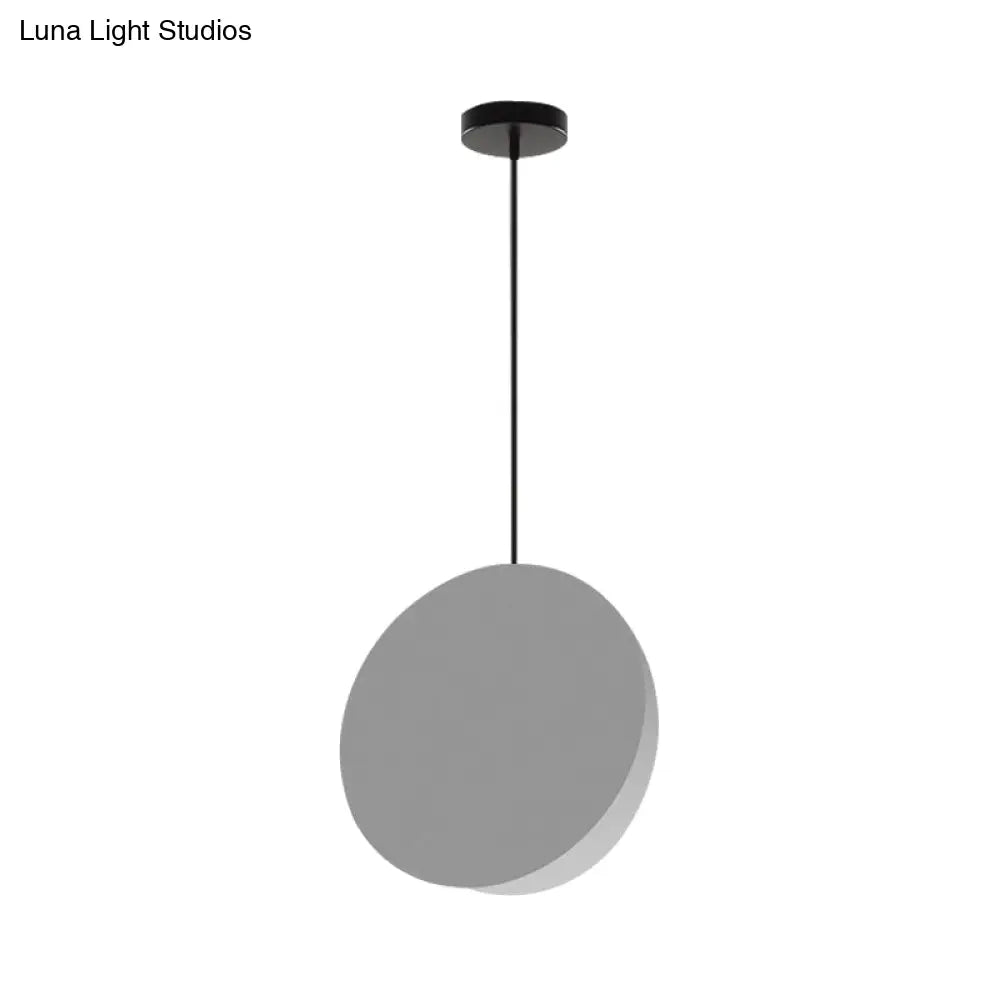 Modern Nordic Style 1-Light Metal Pendant Lamp (8’/12’W) - Black/Grey/White Hanging Ceiling Light