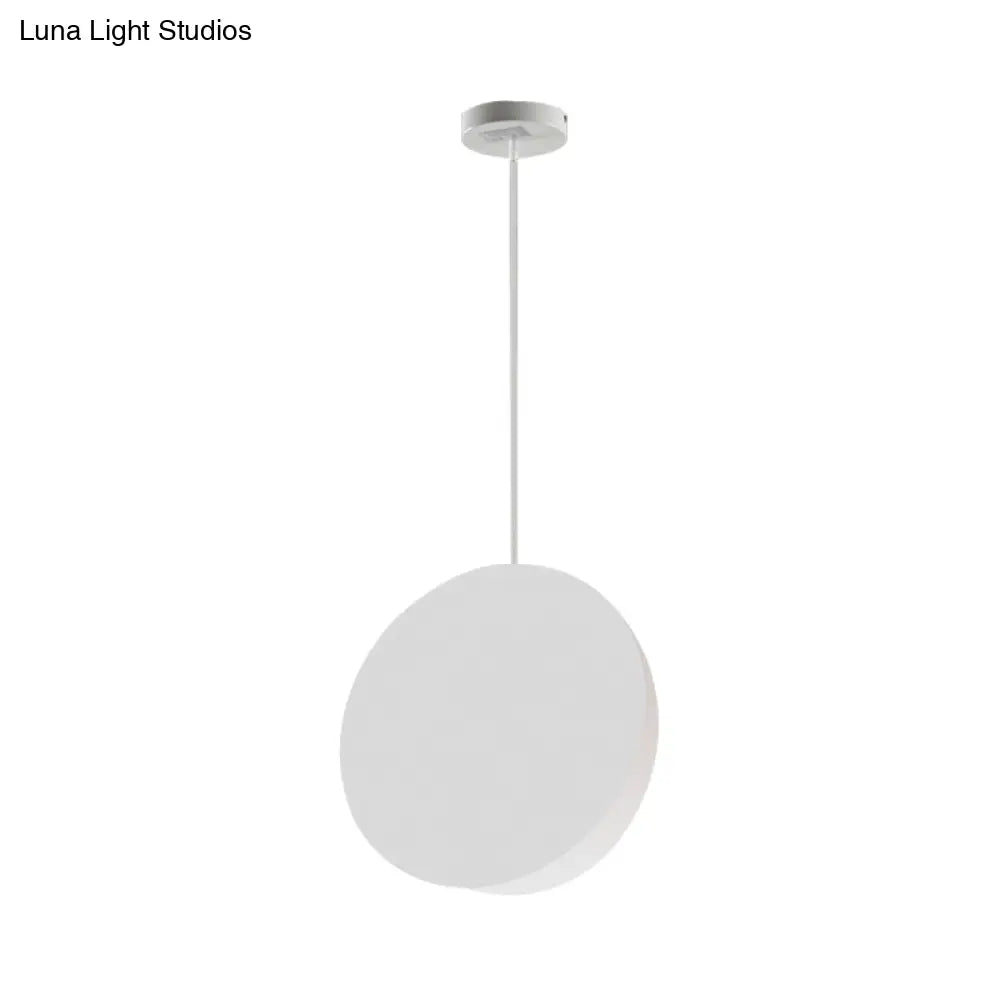 Modern Nordic Style 1-Light Metal Pendant Lamp (8’/12’W) - Black/Grey/White Hanging Ceiling Light