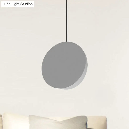 8/12W Modern Nordic Style Metal Pendant Lamp - 1 Light Black/Grey/White Grey / 8