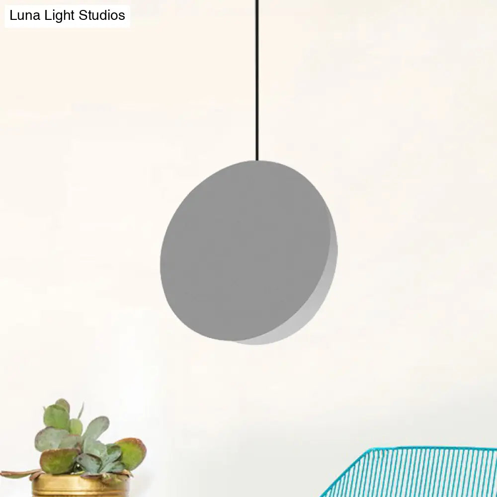 Modern Nordic Style 1-Light Metal Pendant Lamp (8’/12’W) - Black/Grey/White Hanging Ceiling Light