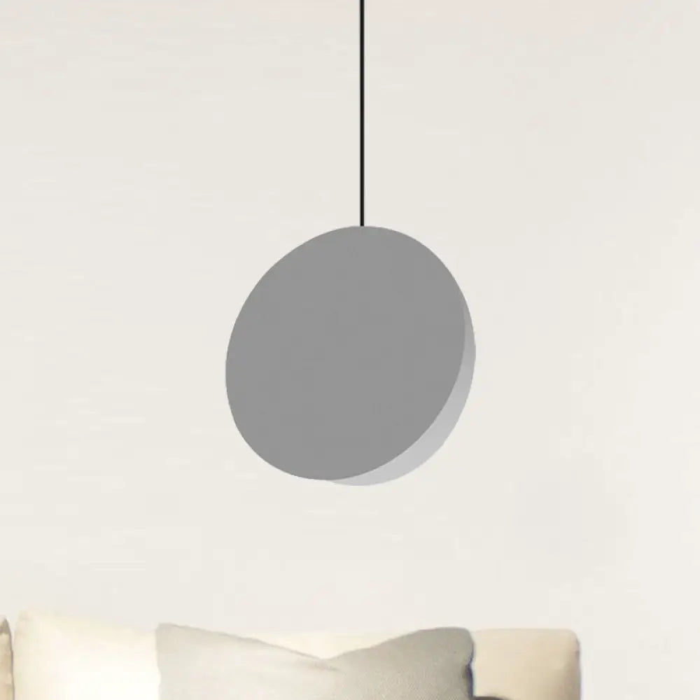 Modern Nordic Style 1-Light Metal Pendant Lamp (8’/12’W) - Black/Grey/White Hanging Ceiling