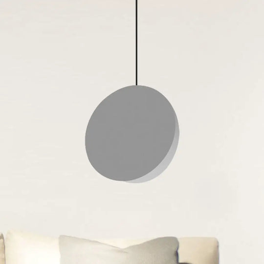 Modern Nordic Style 1-Light Metal Pendant Lamp (8’/12’W) - Black/Grey/White Hanging Ceiling