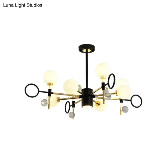 Modern Nordic Style 6/8-Light Black Chandelier With Globe Glass Shade