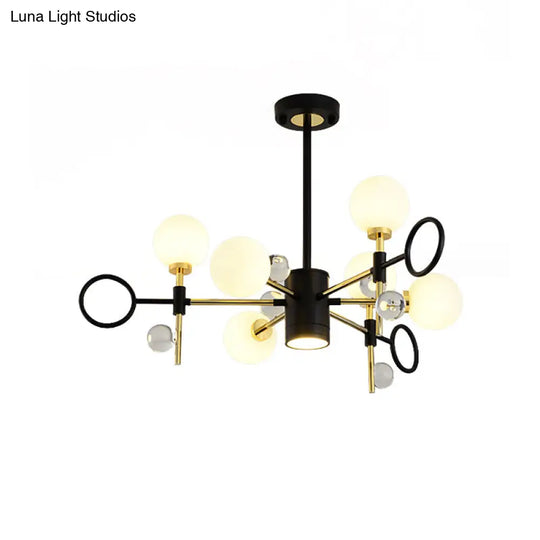 Modern Nordic Style 6/8-Light Black Chandelier With Globe Glass Shade