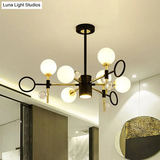 Modern Nordic Style Black Pendant Chandelier With 6/8 Lights And Globe Glass Shade 6 /