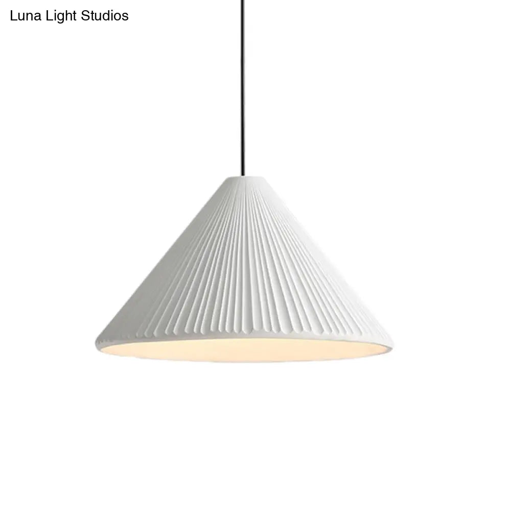 Modern Nordic Style Conic Pendant Light In Blue/Pink/White - Ribbed Design 12.5’/16.5’ Width