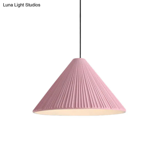 1-Head Nordic Style Pendant Light: 12.5/16.5 W Ribbed Design Blue/Pink/White Resin Bedroom Hanging