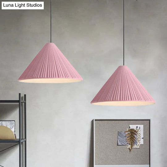 1-Head Nordic Style Pendant Light: 12.5/16.5 W Ribbed Design Blue/Pink/White Resin Bedroom Hanging