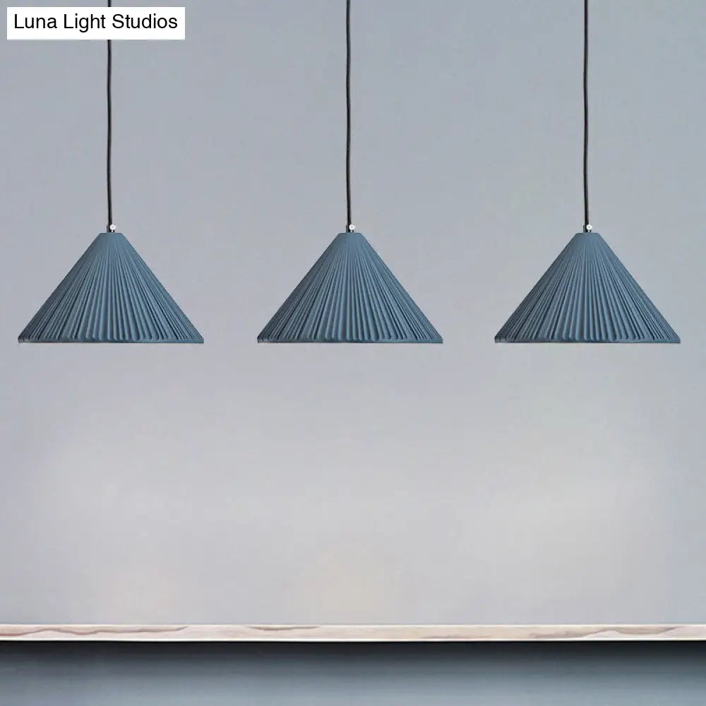 1-Head Nordic Style Pendant Light: 12.5/16.5 W Ribbed Design Blue/Pink/White Resin Bedroom Hanging