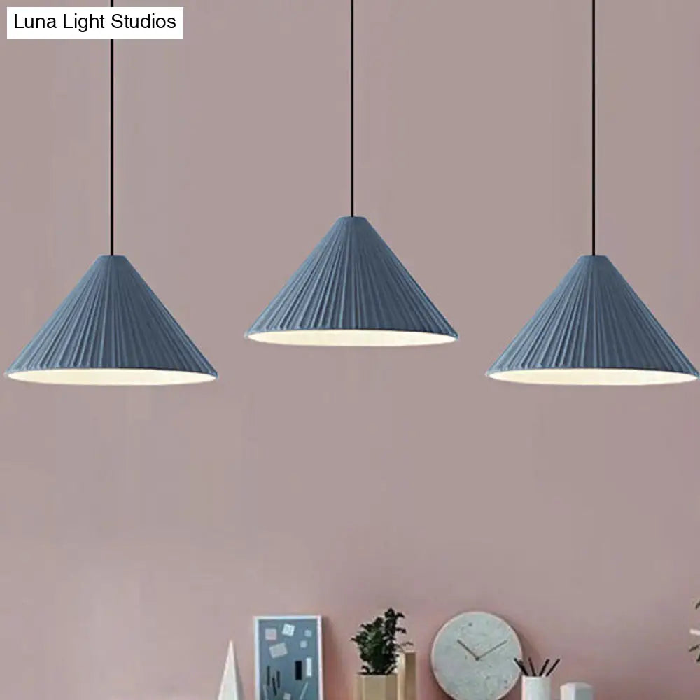 1-Head Nordic Style Pendant Light: 12.5/16.5 W Ribbed Design Blue/Pink/White Resin Bedroom Hanging