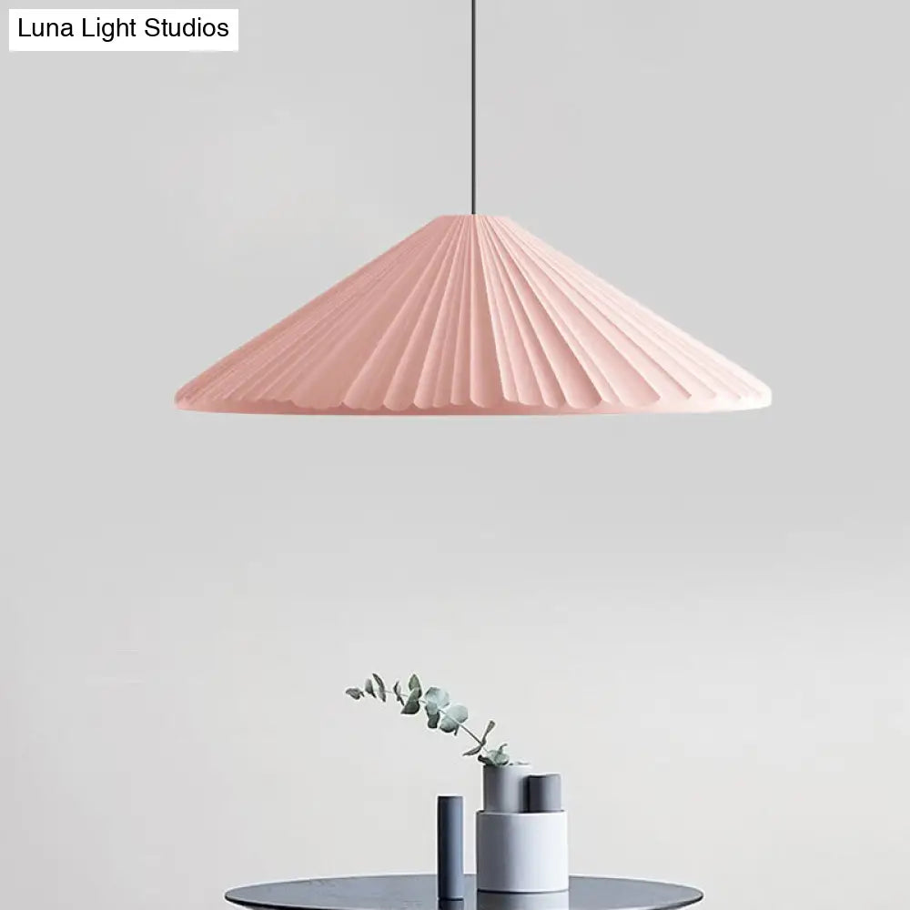 1-Head Nordic Style Pendant Light: 12.5/16.5 W Ribbed Design Blue/Pink/White Resin Bedroom Hanging