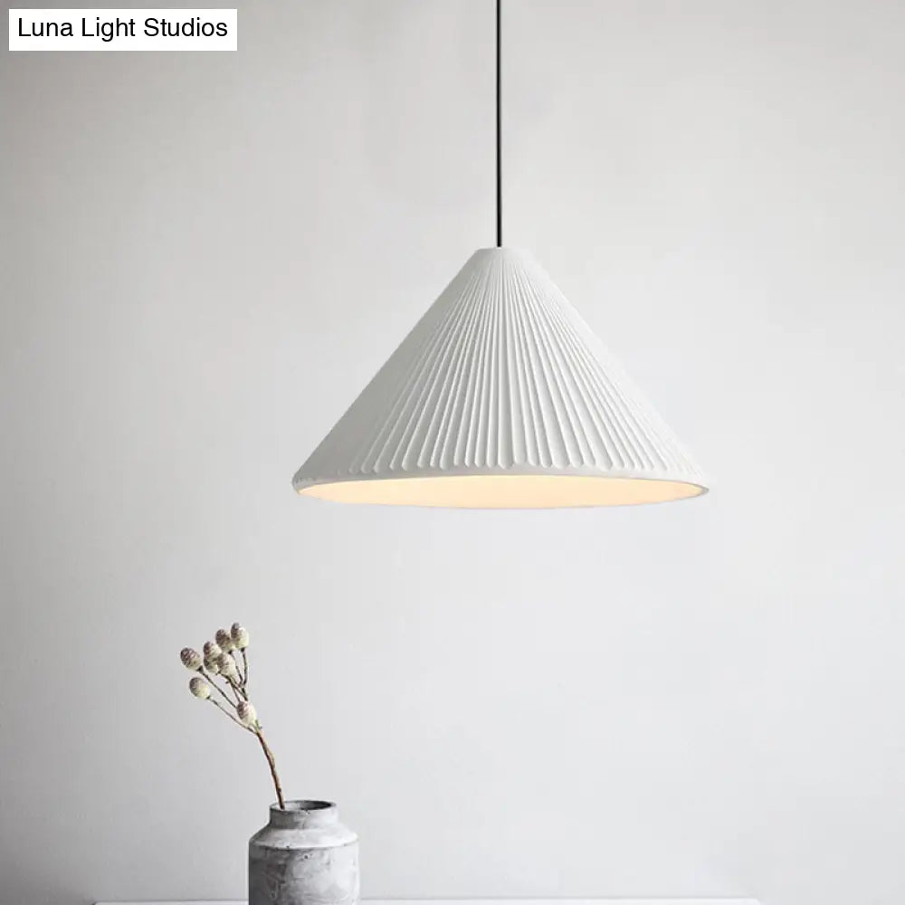 Modern Nordic Style Conic Pendant Light In Blue/Pink/White - Ribbed Design 12.5’/16.5’ Width