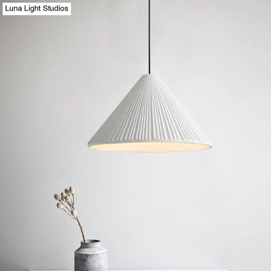 1-Head Nordic Style Pendant Light: 12.5/16.5 W Ribbed Design Blue/Pink/White Resin Bedroom Hanging