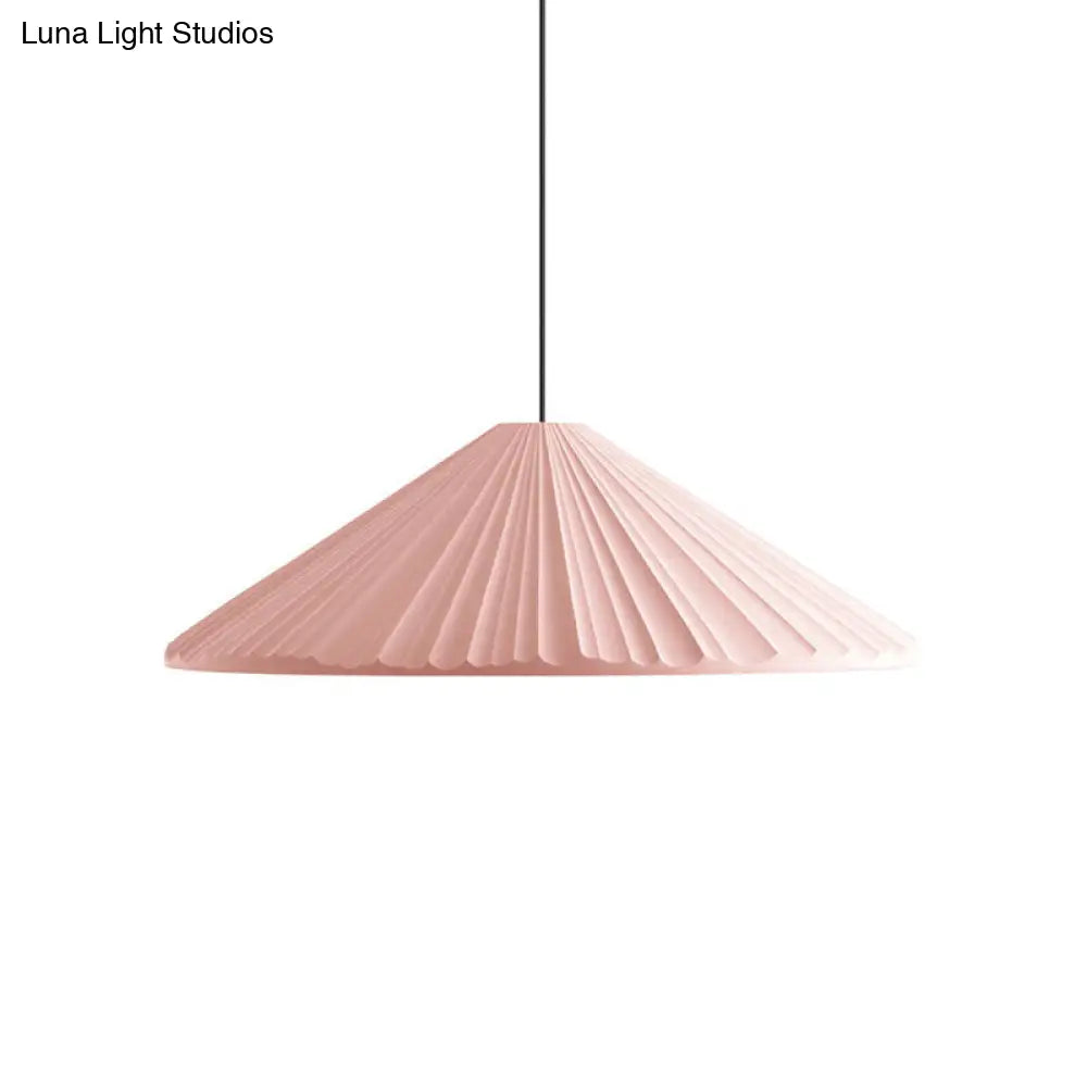 1-Head Nordic Style Pendant Light: 12.5/16.5 W Ribbed Design Blue/Pink/White Resin Bedroom Hanging