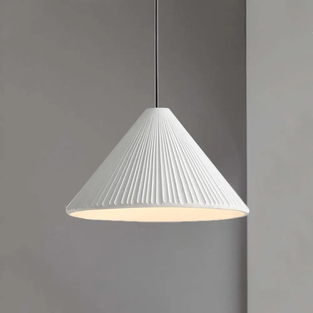 Modern Nordic Style Conic Pendant Light In Blue/Pink/White - Ribbed Design 12.5’/16.5’ Width