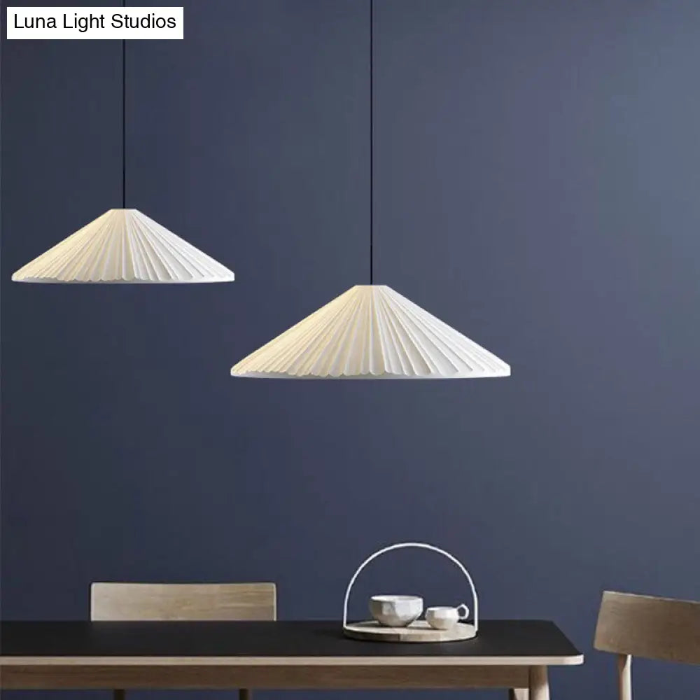 Modern Nordic Style Conic Pendant Light In Blue/Pink/White - Ribbed Design 12.5’/16.5’ Width