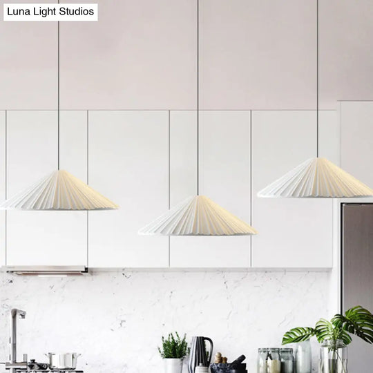 Modern Nordic Style Conic Pendant Light In Blue/Pink/White - Ribbed Design 12.5’/16.5’ Width