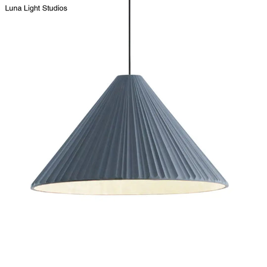 1-Head Nordic Style Pendant Light: 12.5/16.5 W Ribbed Design Blue/Pink/White Resin Bedroom Hanging