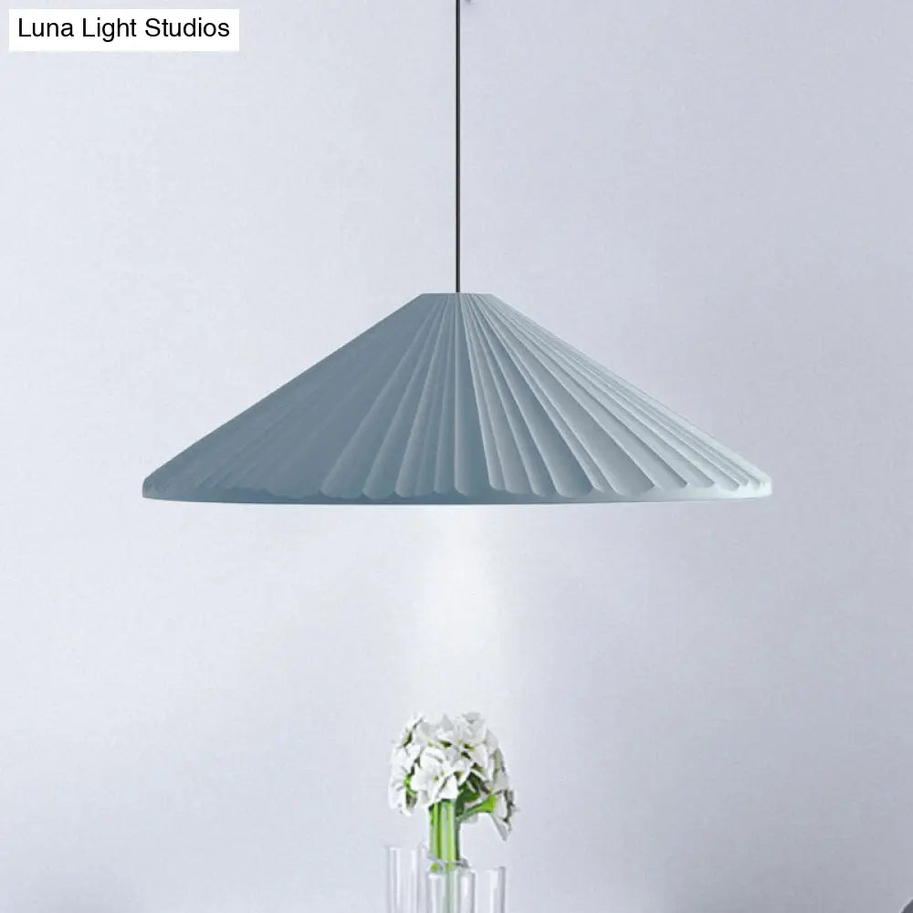 1-Head Nordic Style Pendant Light: 12.5/16.5 W Ribbed Design Blue/Pink/White Resin Bedroom Hanging