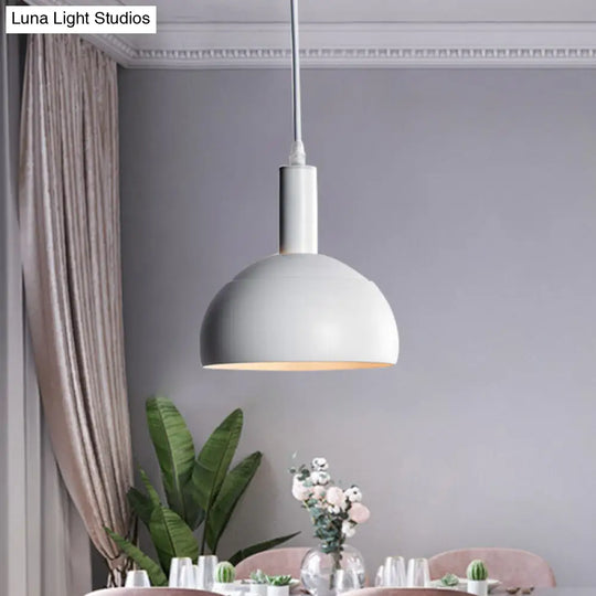 White Nordic Style Hanging Pendant Lamp With Down Lighting - Perfect For Modern Restaurants