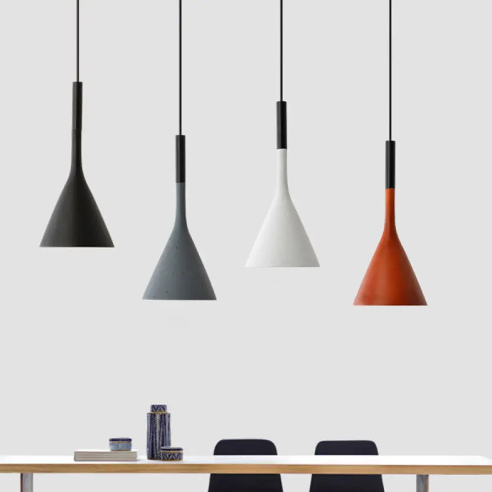 Modern Nordic Style Funnel Kitchen Bar Pendant Light - Red/White/Black White