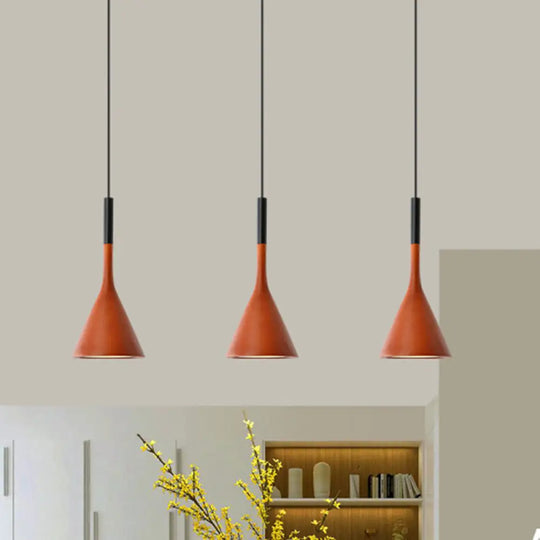 Modern Nordic Style Funnel Kitchen Bar Pendant Light - Red/White/Black Red