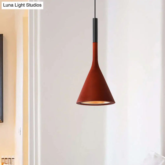 Modern Nordic Style Funnel Kitchen Bar Pendant Light - Red/White/Black