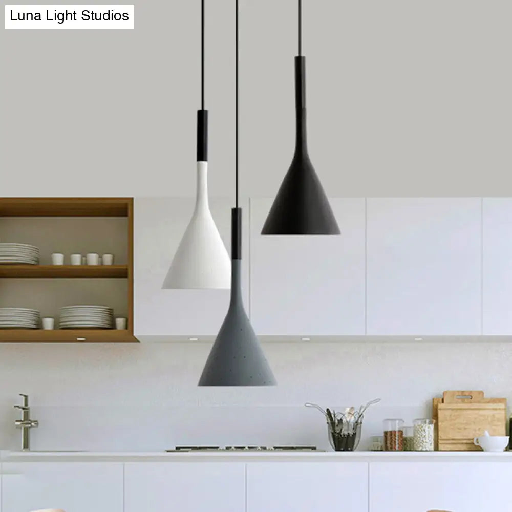 Modern Nordic Style Funnel Kitchen Bar Pendant Light - Red/White/Black