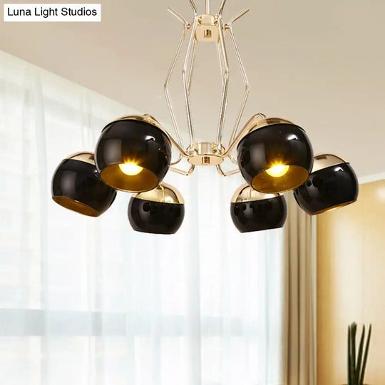 Modern Nordic Style Metal Dome Pendant Lamp - 3/6-Head Chandelier In Black