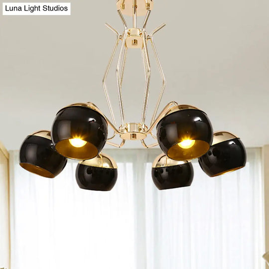 Nordic-Style Black Metal Dome Chandelier Pendant Lamp With 3/6 Heads 6 /