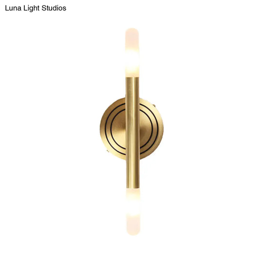 Modern Nordic Style Metal Wall-Mount Sconce Lamp - Slim Tube Design With Brass Finish 2 Heads