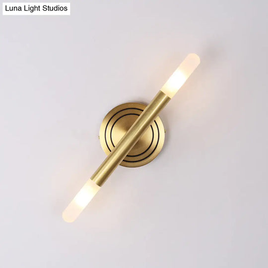 Modern Nordic Style Metal Wall-Mount Sconce Lamp - Slim Tube Design With Brass Finish 2 Heads