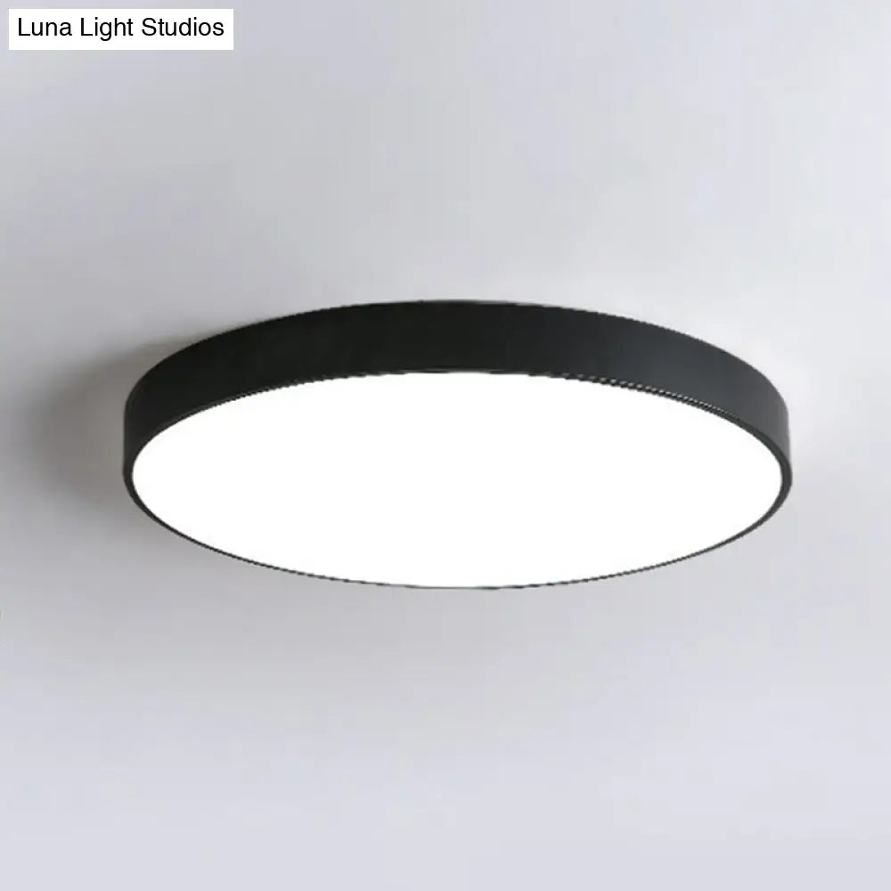 Modern Nordic Style Metallic Led Flush Mount Ceiling Light For Bedrooms - Extra-Thin Round Design