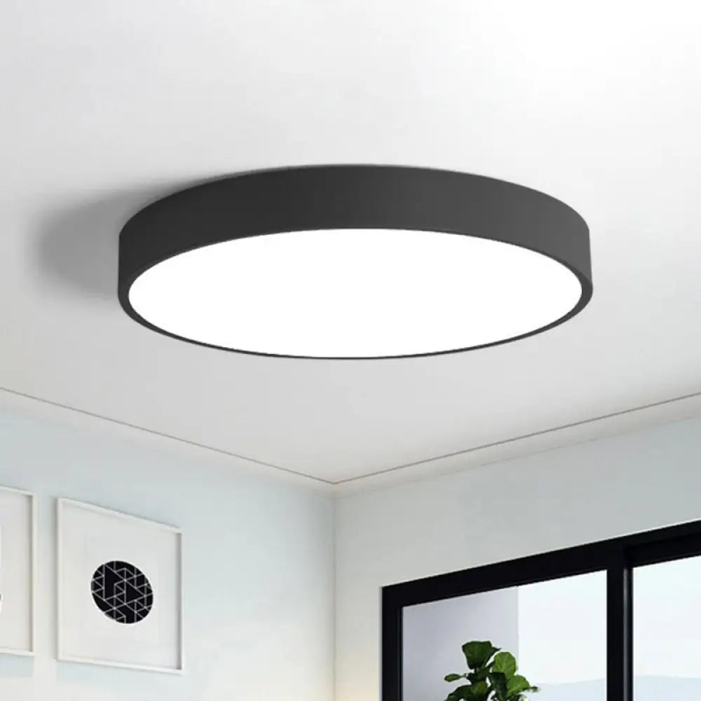 Modern Nordic Style Metallic Led Flush Mount Ceiling Light For Bedrooms - Extra-Thin Round Design