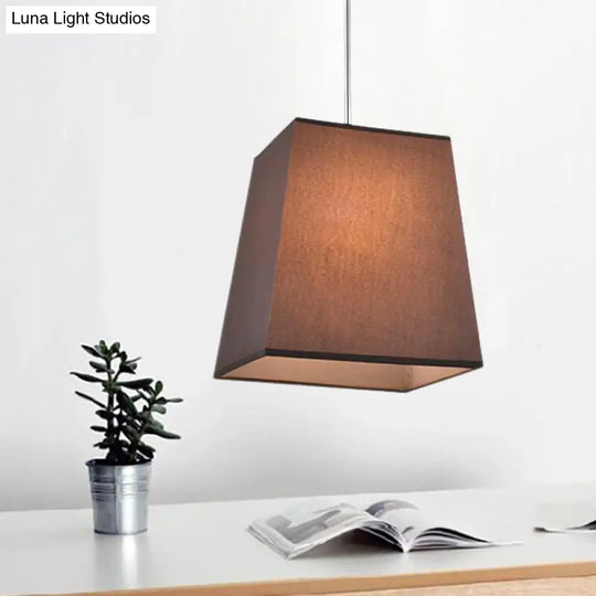 Modern Nordic Trapezoid Fabric Pendant Lamp - 1 Light White/Black/Coffee 8/11 Wide Coffee / 8